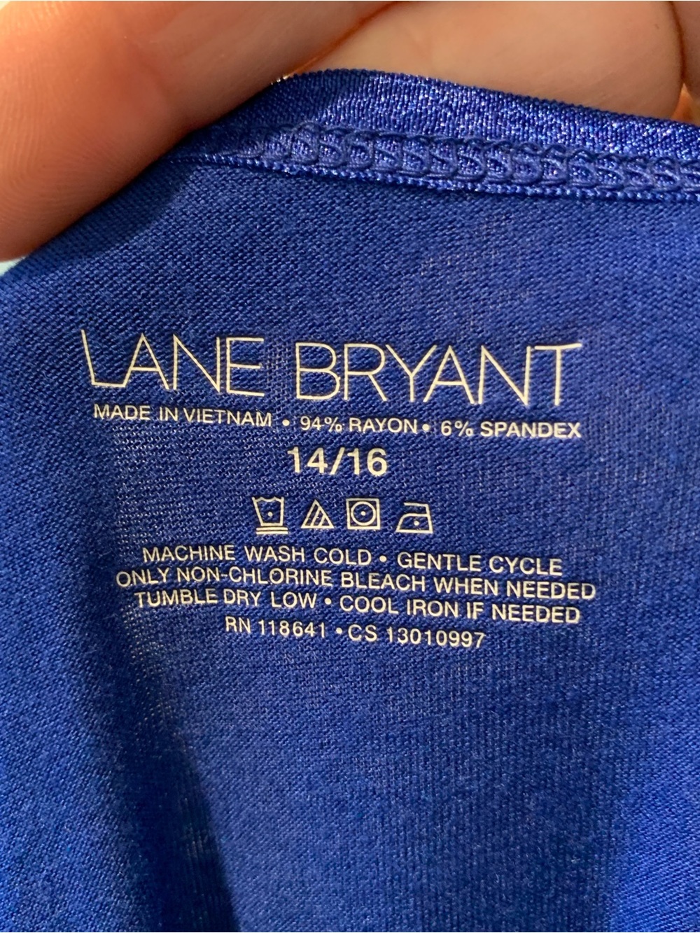 LANE BRYANT Royal Blue Lace Trim Spaghetti Strap Tank Top Camisole Size 14/16 - Picture 8 of 10